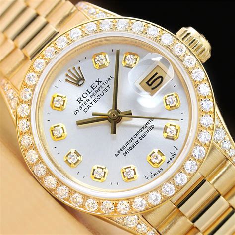 rolex women's diamond bezel watch